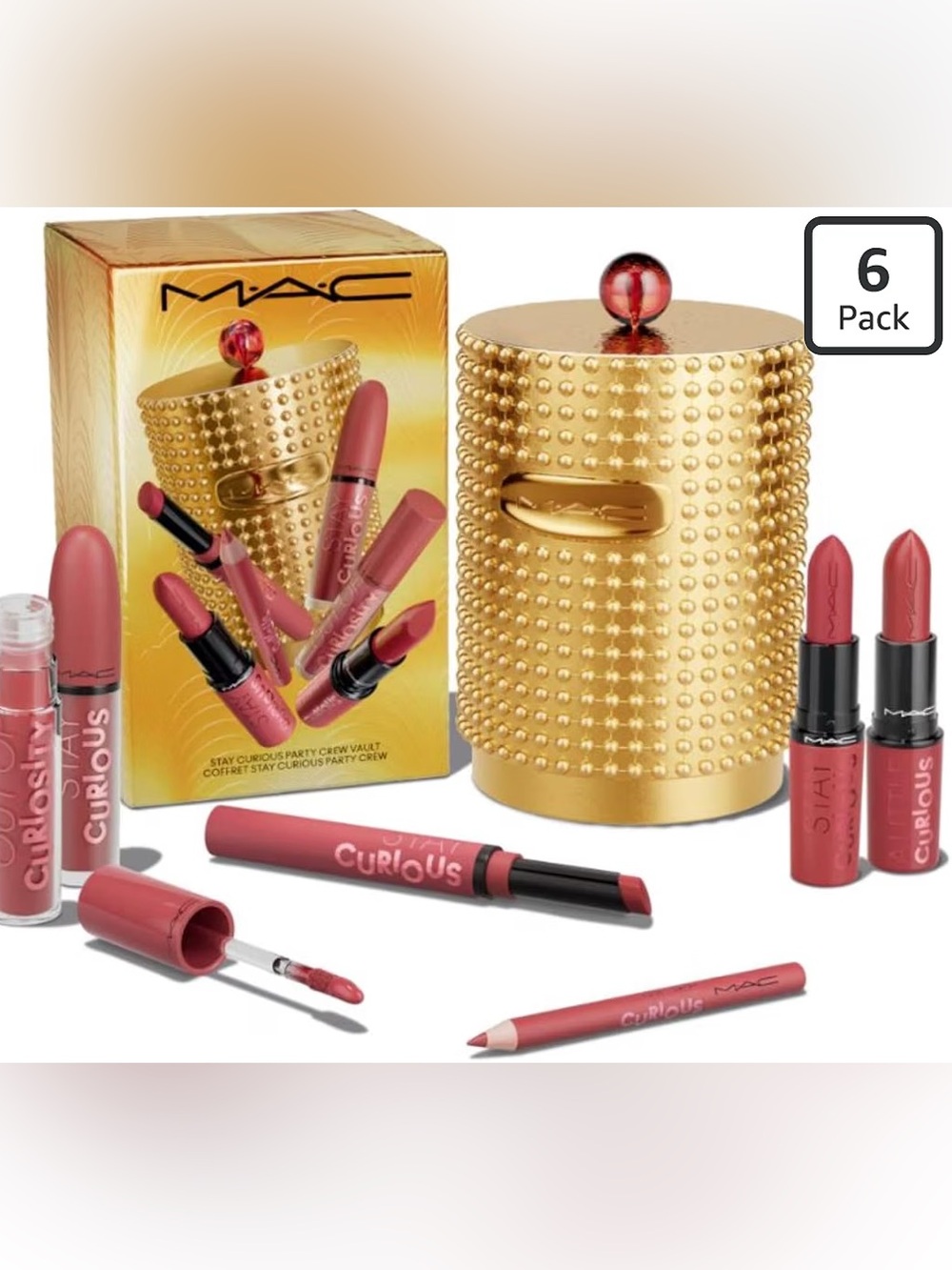 MAC Stay Curious Party crew vault Limited Edition 6 pack and 1 gift box